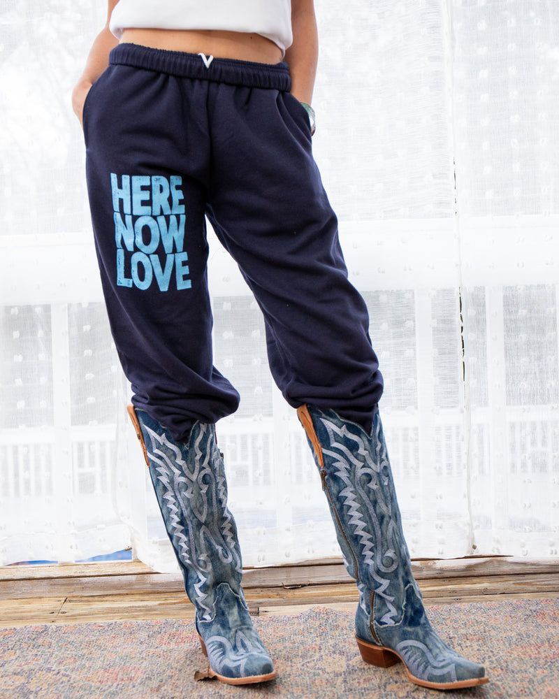 Here Now Love Navy Sweatpants