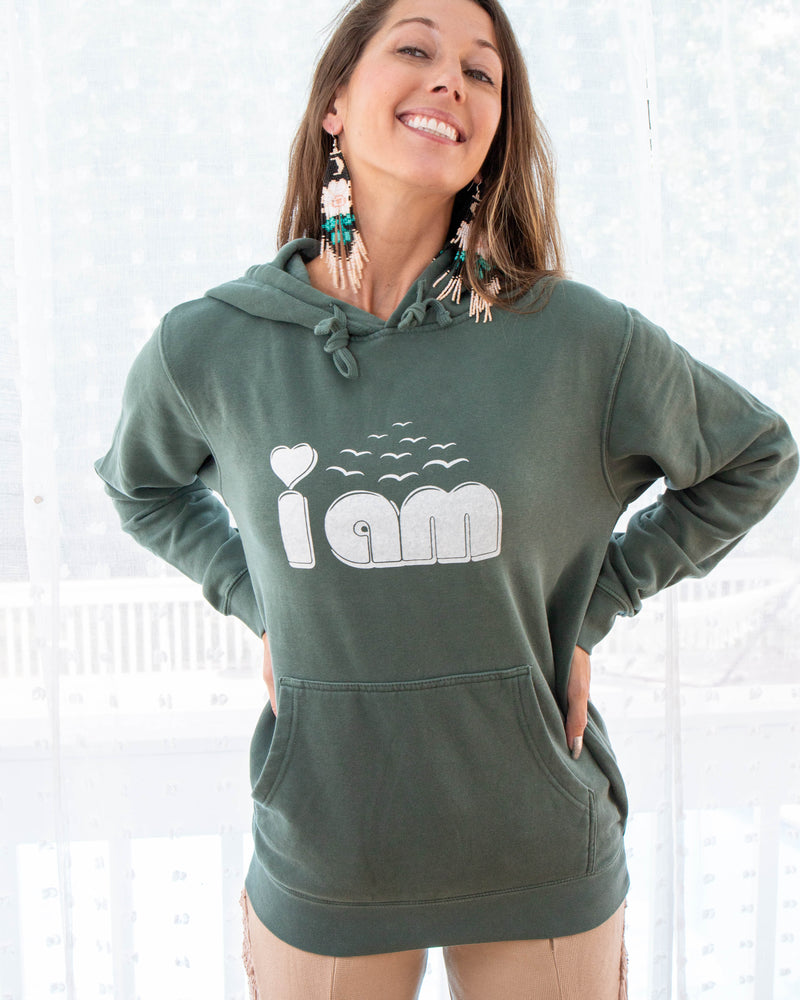 I Am  - Pine Pigment Dyed Unisex Hoodie