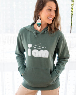 I Am  - Pine Pigment Dyed Unisex Hoodie