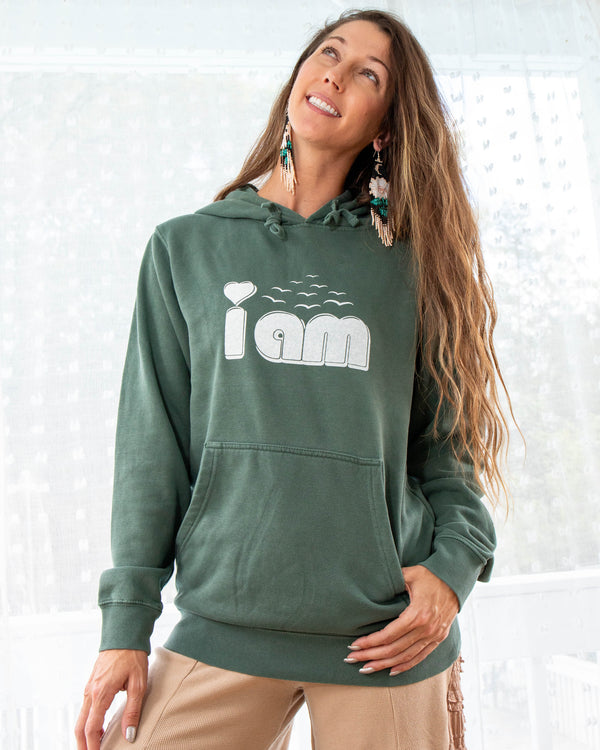 I Am  - Pine Pigment Dyed Unisex Hoodie