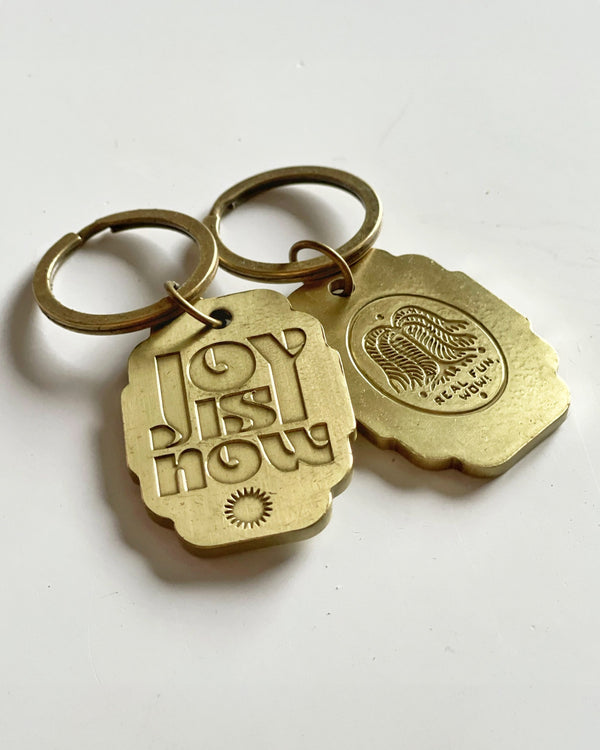 Joy is Now Brass Keychain