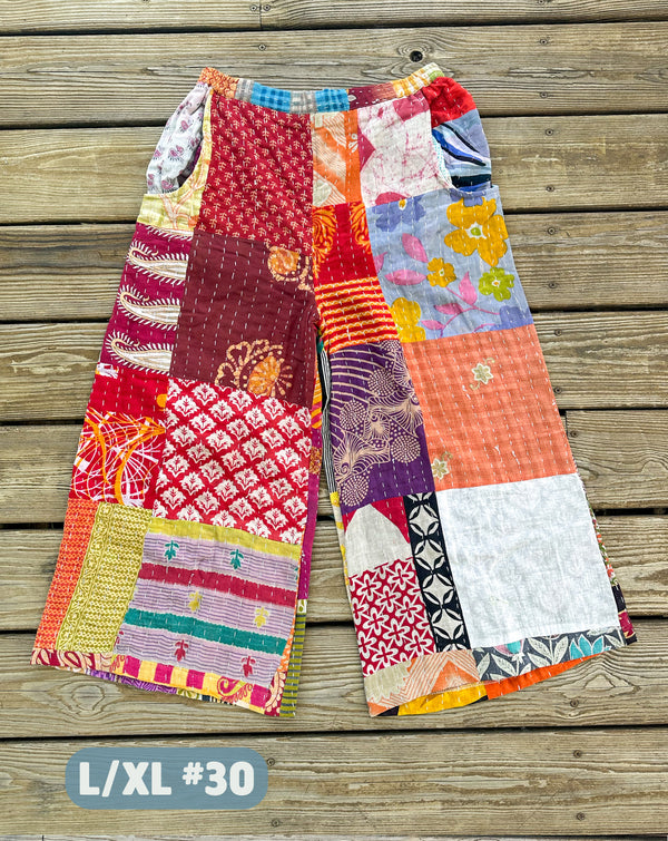 Kantha Patchwork Wide Leg Pants