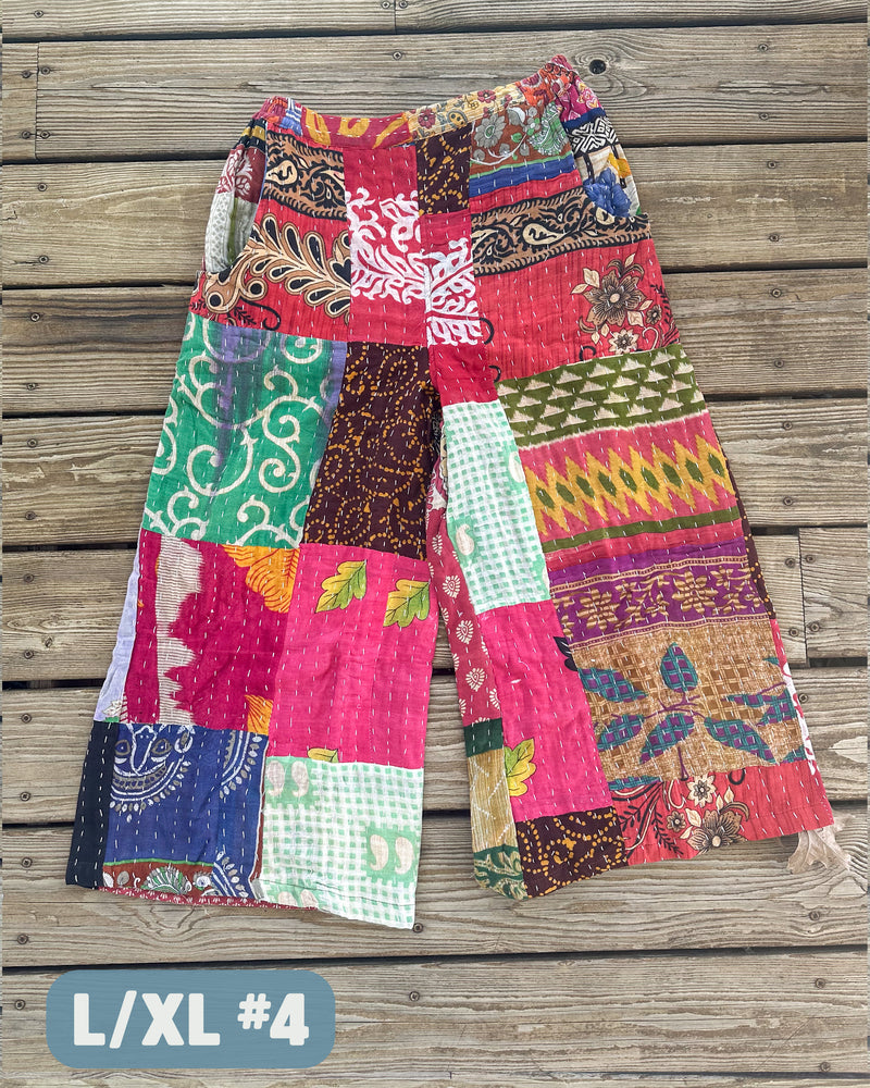 Kantha Patchwork Wide Leg Pants