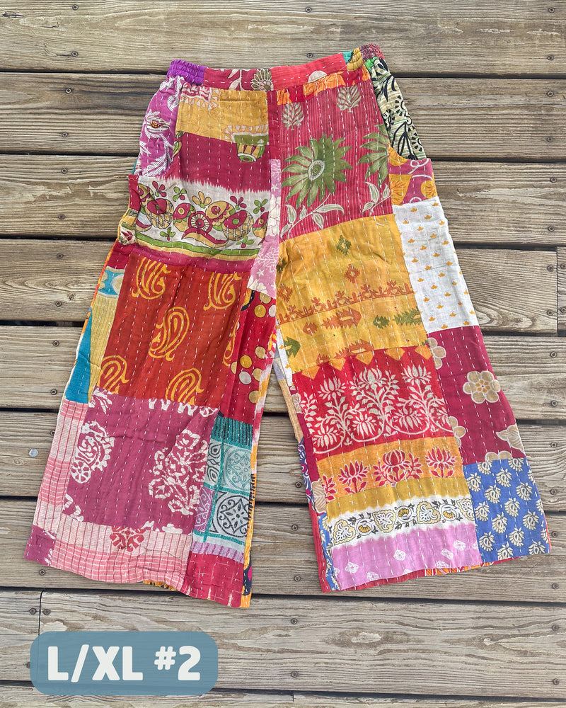 Kantha Patchwork Wide Leg Pants