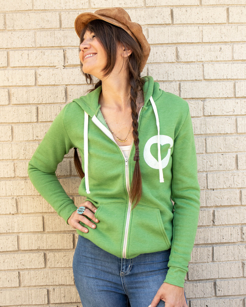 Keep Breathing - Green Zip Hoodie