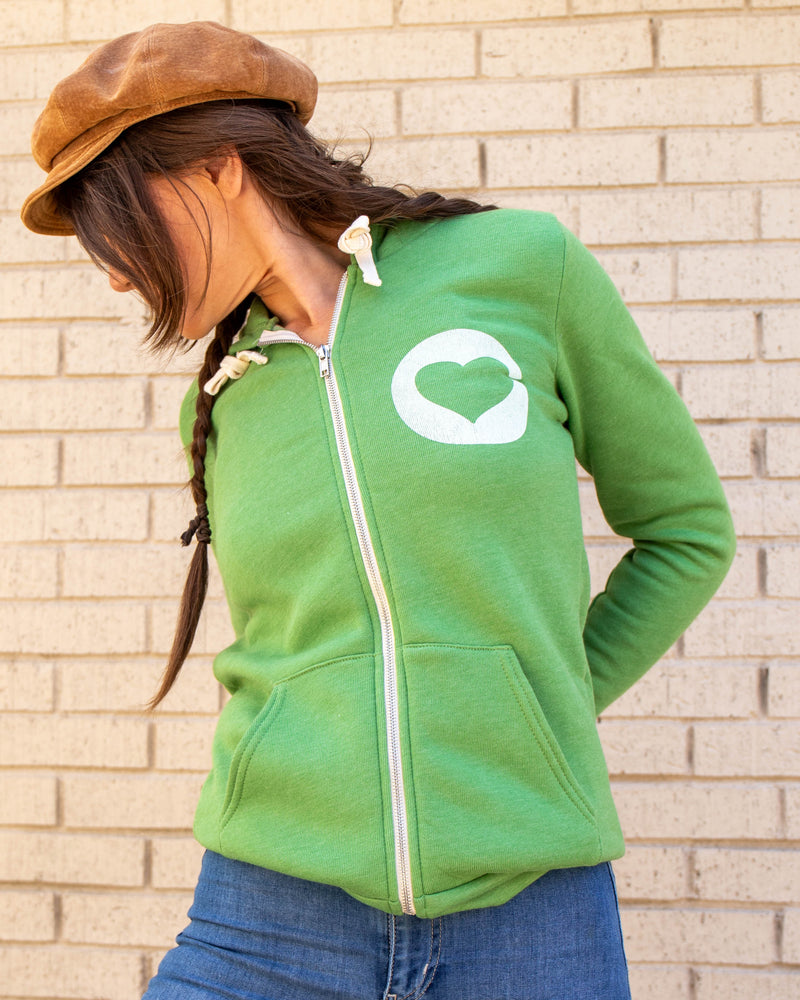 Keep Breathing - Green Unisex Zip Hoodie