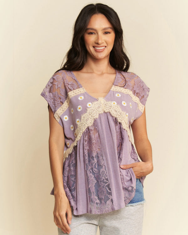 Lilac Lacy Flowy Daisy Top