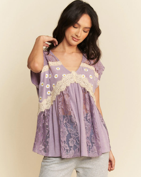Lilac Lacy Flowy Daisy Top
