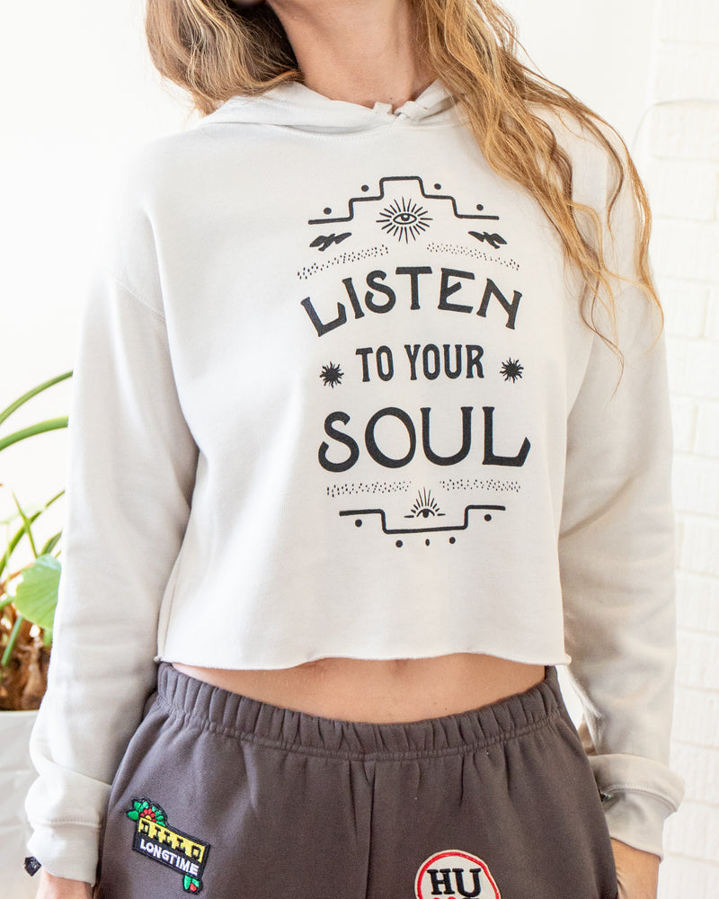Listen to Your Soul Crop Hoodie