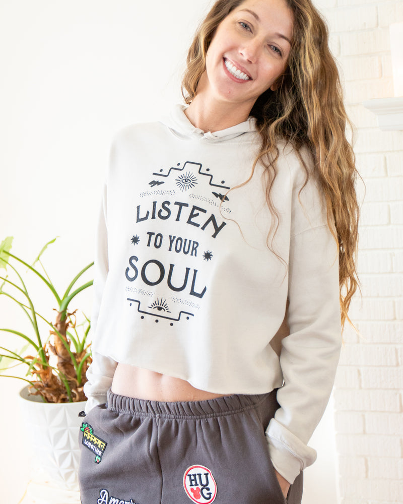 Listen to Your Soul Crop Hoodie