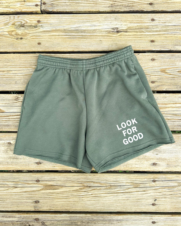 Look For Good - Green Fleece Shorts
