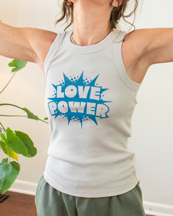 Love Power -  Putty Ribbed Organic Tank