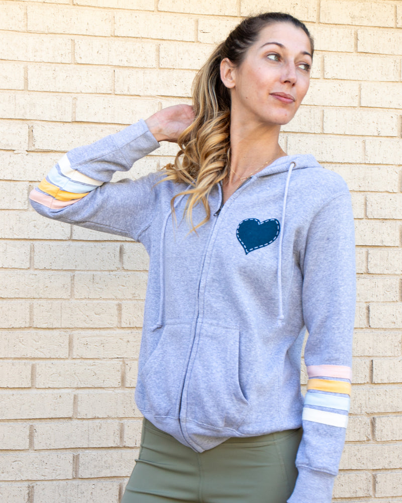 Love - Zip Hoodie with Stripes