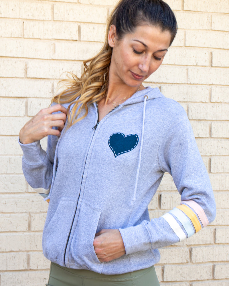 Love - Zip Hoodie with Stripes