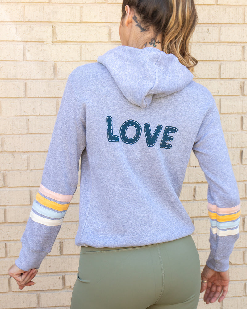 Love - Zip Hoodie with Stripes