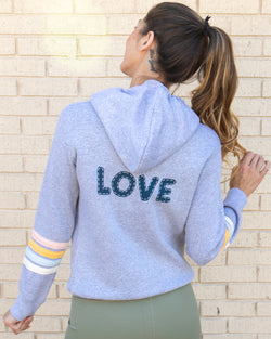 Love - Zip Hoodie with Stripes