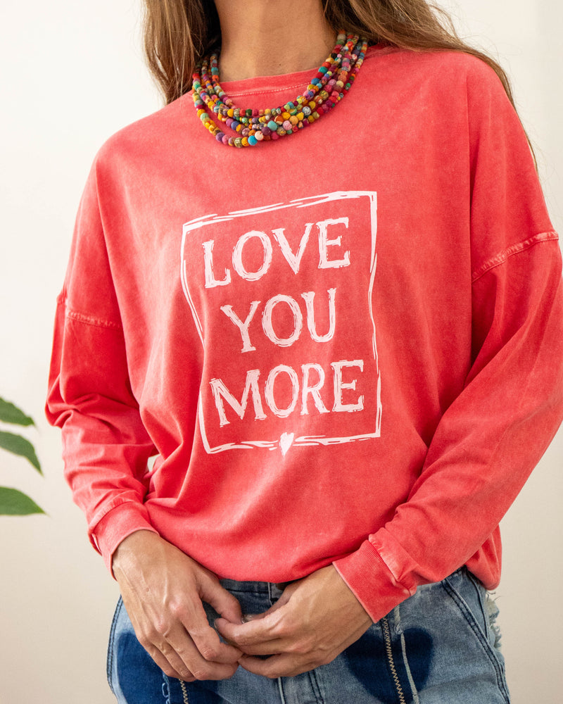 Love You More Poppy Mineral Washed Big Tee