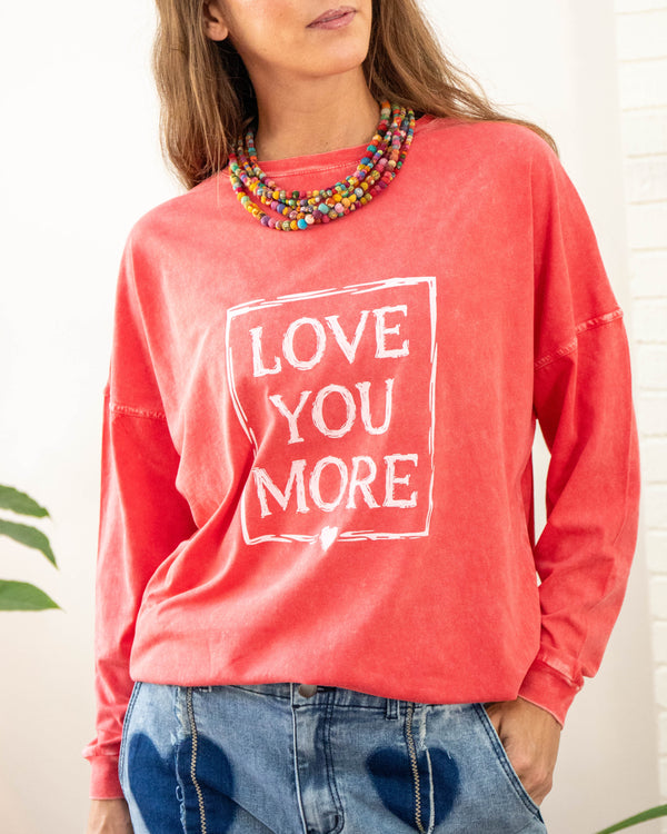 Love You More Poppy Mineral Washed Big Tee