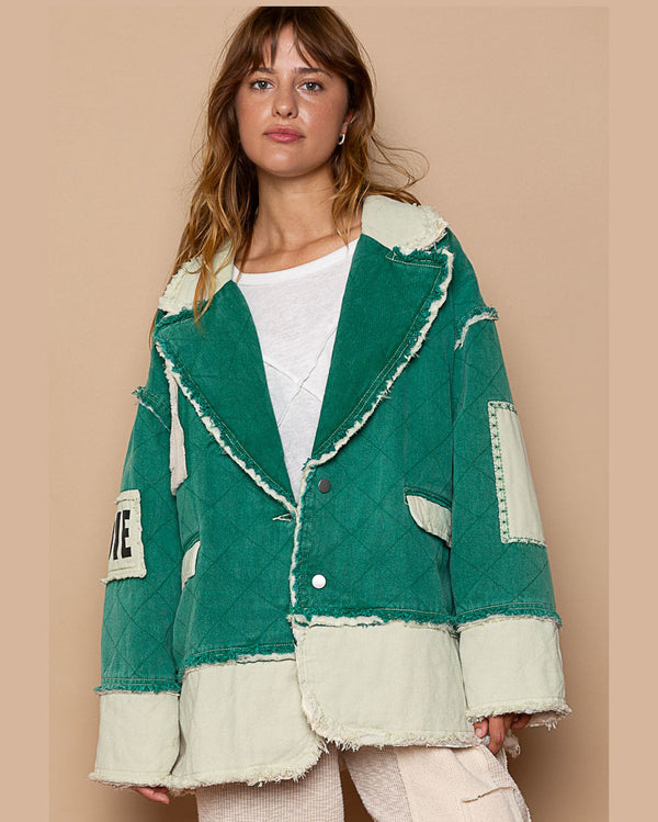 Jade Quilted Love Patch Jacket