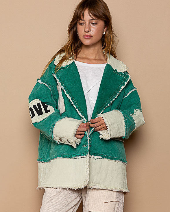 Jade Quilted Love Patch Jacket