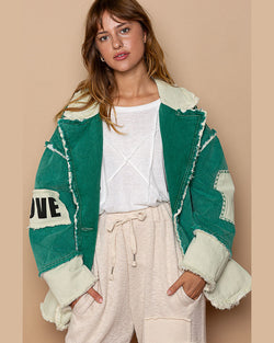 Jade Quilted Love Patch Jacket