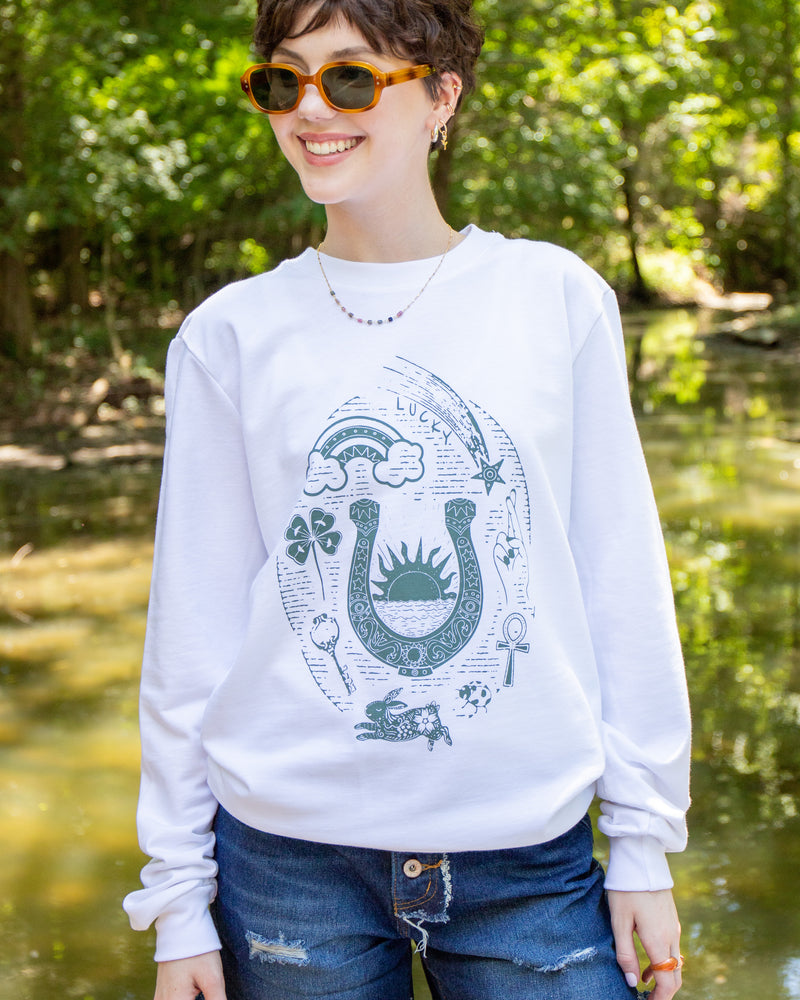 LUCKY White Cotton Sweatshirt