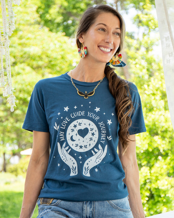 May Love Guide Your Journey - Navy Cotton Tee