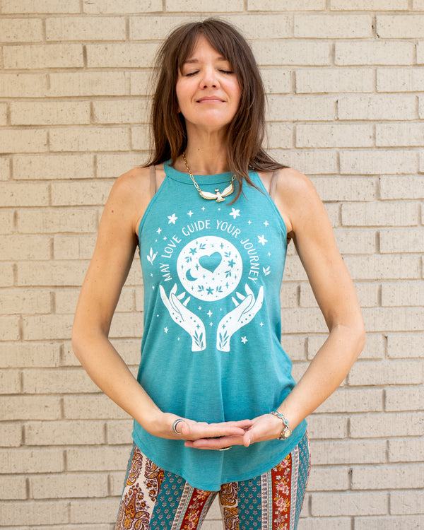 May Love Guide Your Journey - Eucalyptus Halter Tank
