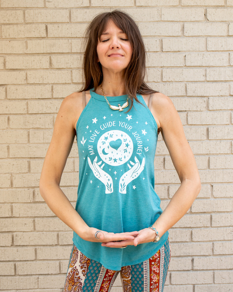 May Love Guide Your Journey - Eucalyptus Halter Tank