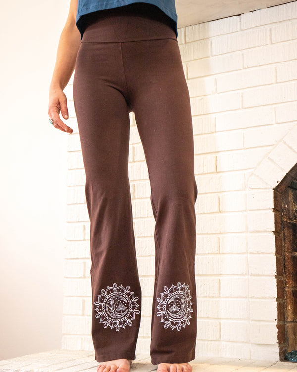 Moon Mandala Chocolate Flared Yoga Pants