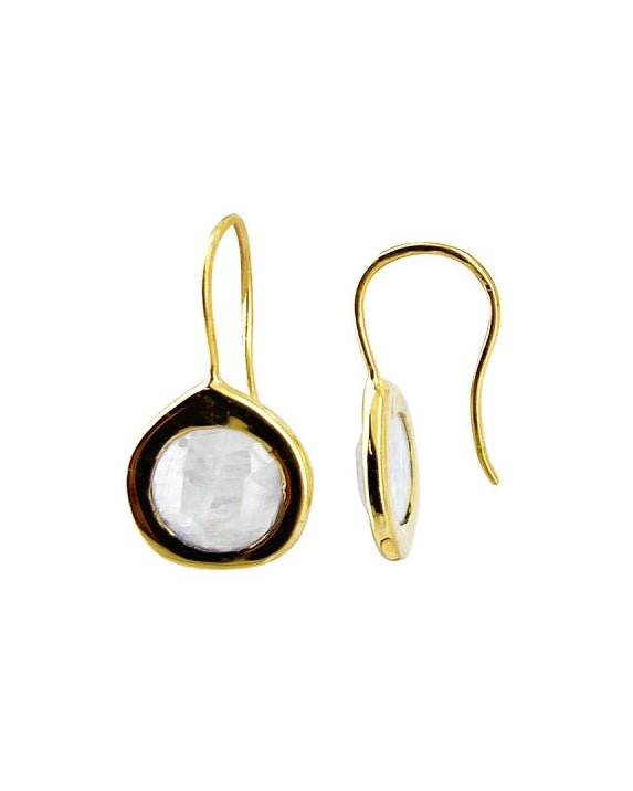 Gold and Rainbow Moonstone Earrings
