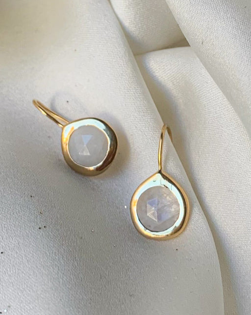 Gold and Rainbow Moonstone Earrings