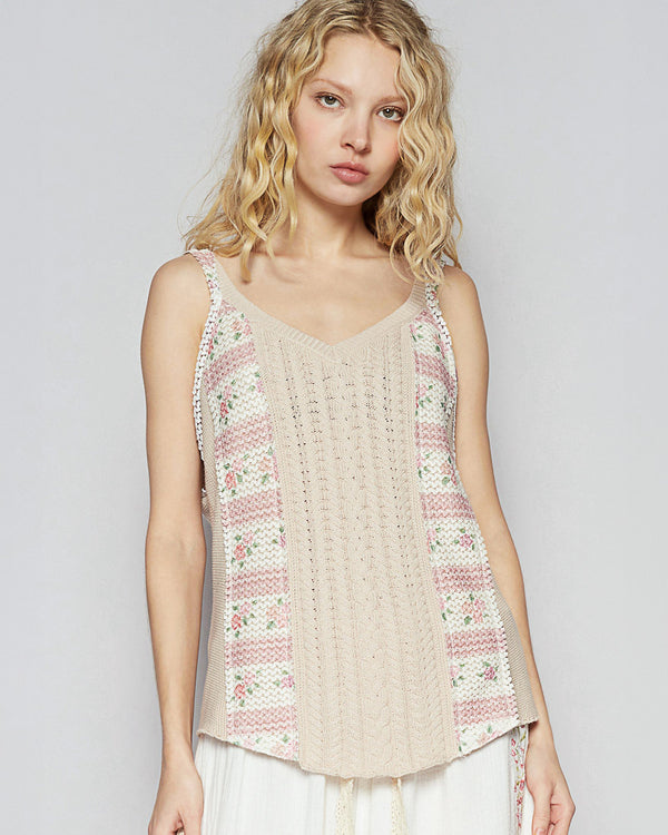 Sand and Floral Knit Tank