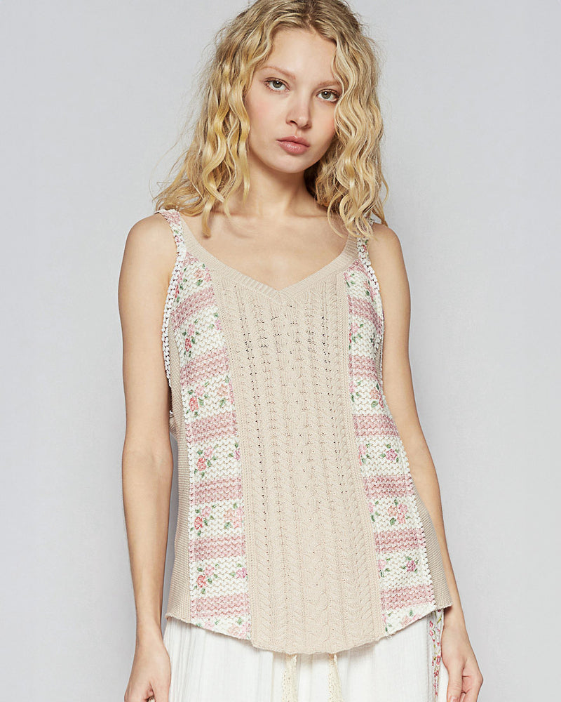 Sand and Floral Knit Tank