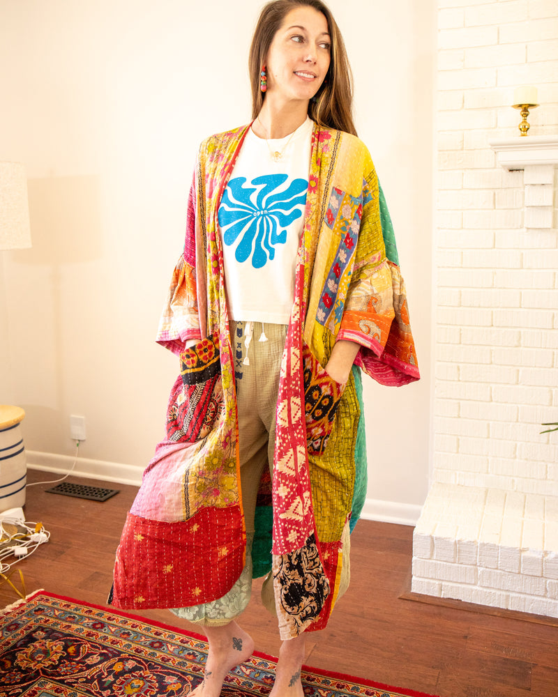 Reversible Kantha Kaftan Kimono