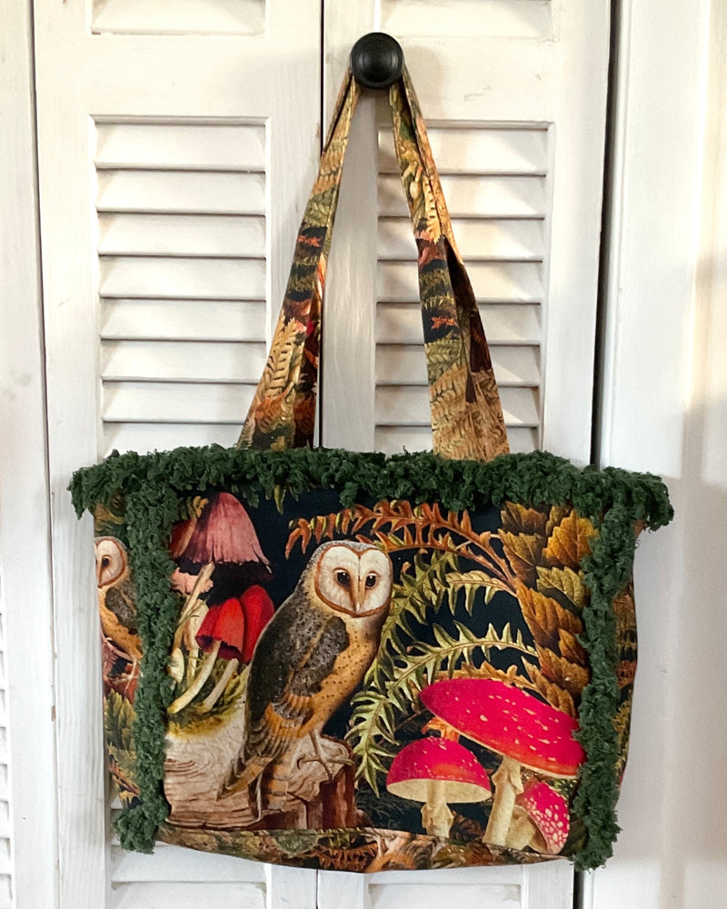 Woodland Owl Fringed Tote Bag