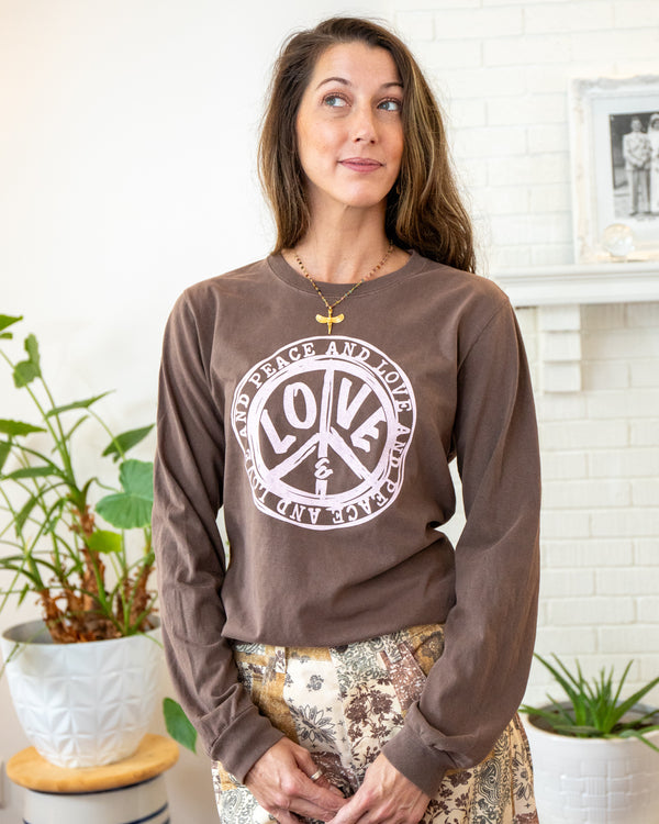 Peace and Love Choco Unisex Long Sleeve Tee