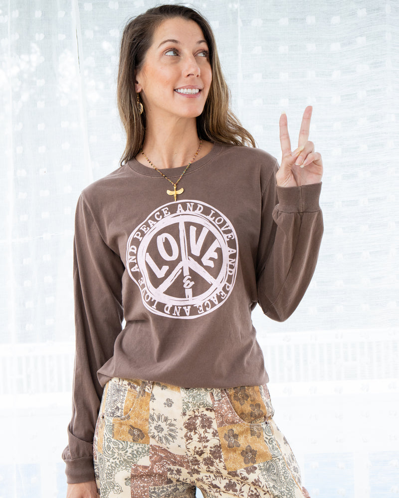 Peace and Love Choco Unisex Long Sleeve Tee