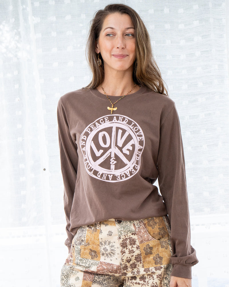 Peace and Love Choco Unisex Long Sleeve Tee