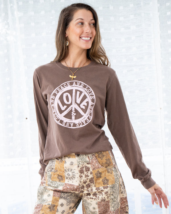 Peace and Love Choco Unisex Long Sleeve Tee
