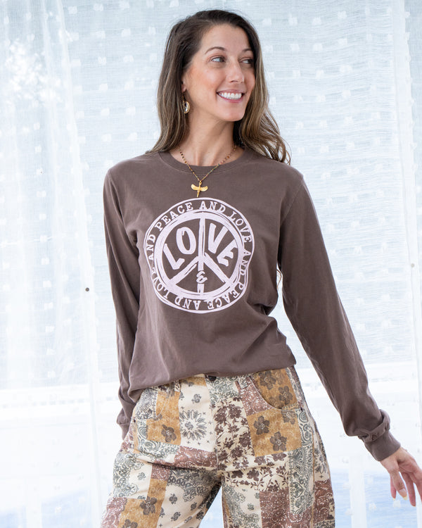 Peace and Love Choco Unisex Long Sleeve Tee
