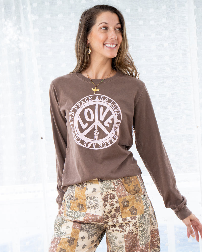 Peace and Love Choco Unisex Long Sleeve Tee