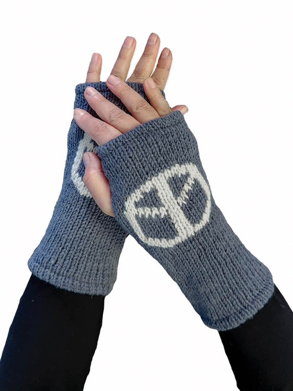 Peace Symbol Wool Fingerless Gloves