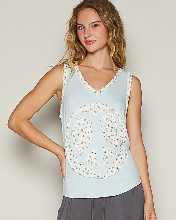 Baby Blue Peace Symbol Tank