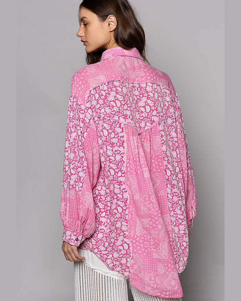 Pink Paisley Cotton Blouse