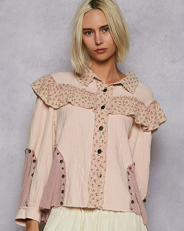 Pink Quartz Ruffle Blouse