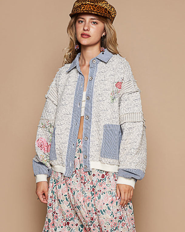 Quilted Cotton Jacket with Embroidery