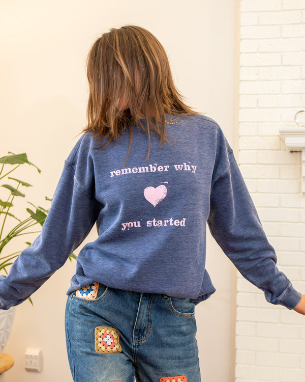 Remember Why You Started Navy Sweatshirt