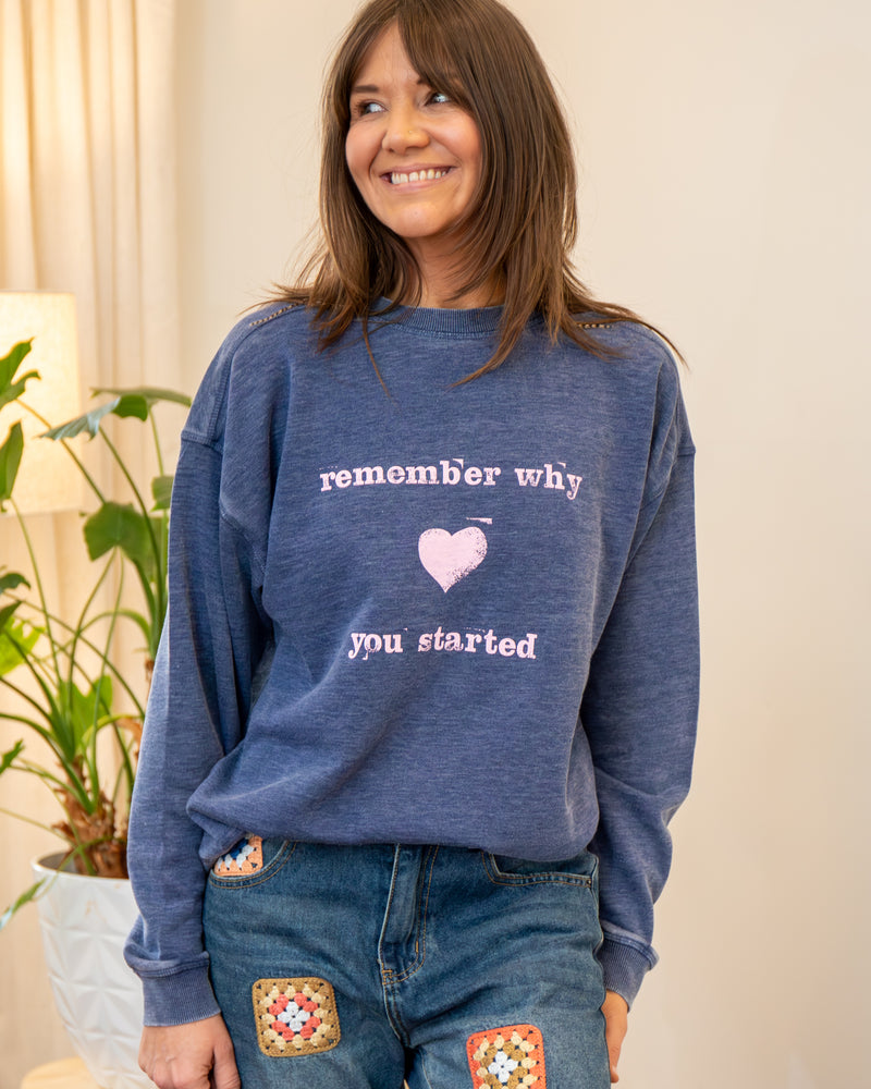 Remember Why You Started Navy Sweatshirt