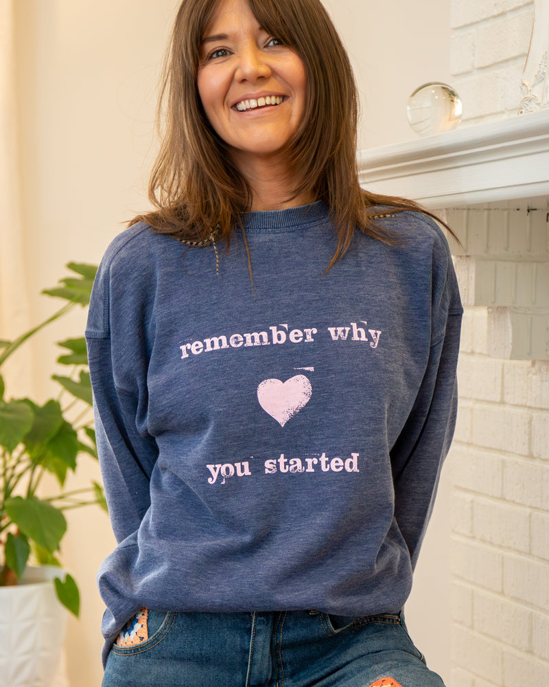 Remember Why You Started Navy Sweatshirt